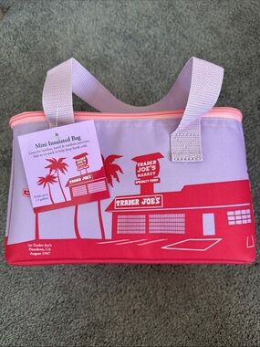 NWT Trader Joe's Mini Insulated Lunch Bag - Lavender & Coral Pink